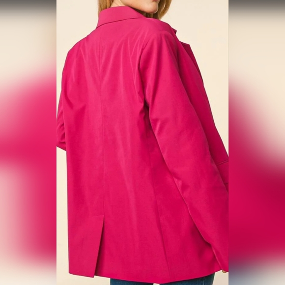 PLUS MAGENTA DOUBLE BUTTON DOWN POCKETED BLAZER - Picture 3 of 4